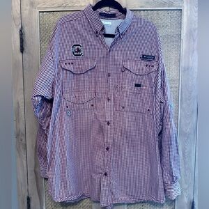 Men's South Carolina Gamecock PFG Long Sleeve Plaid Size Large Bonehead